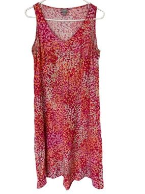 J. Jill Pink and Orange Abstract Print V-Neck Sundress Size 8